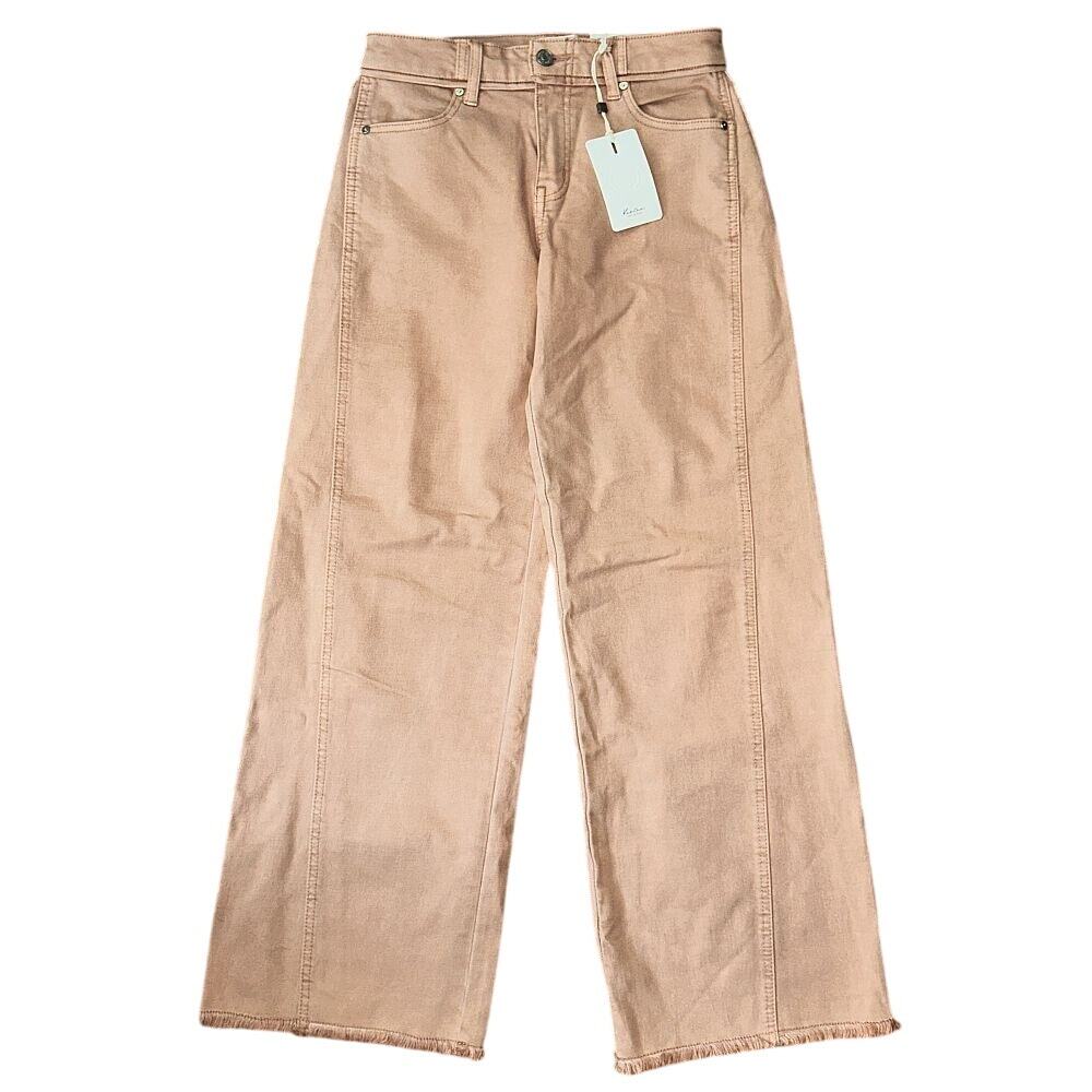 NWT KanCan High Rise Wide Leg Raw Hem Peach Jeans 5/26X30